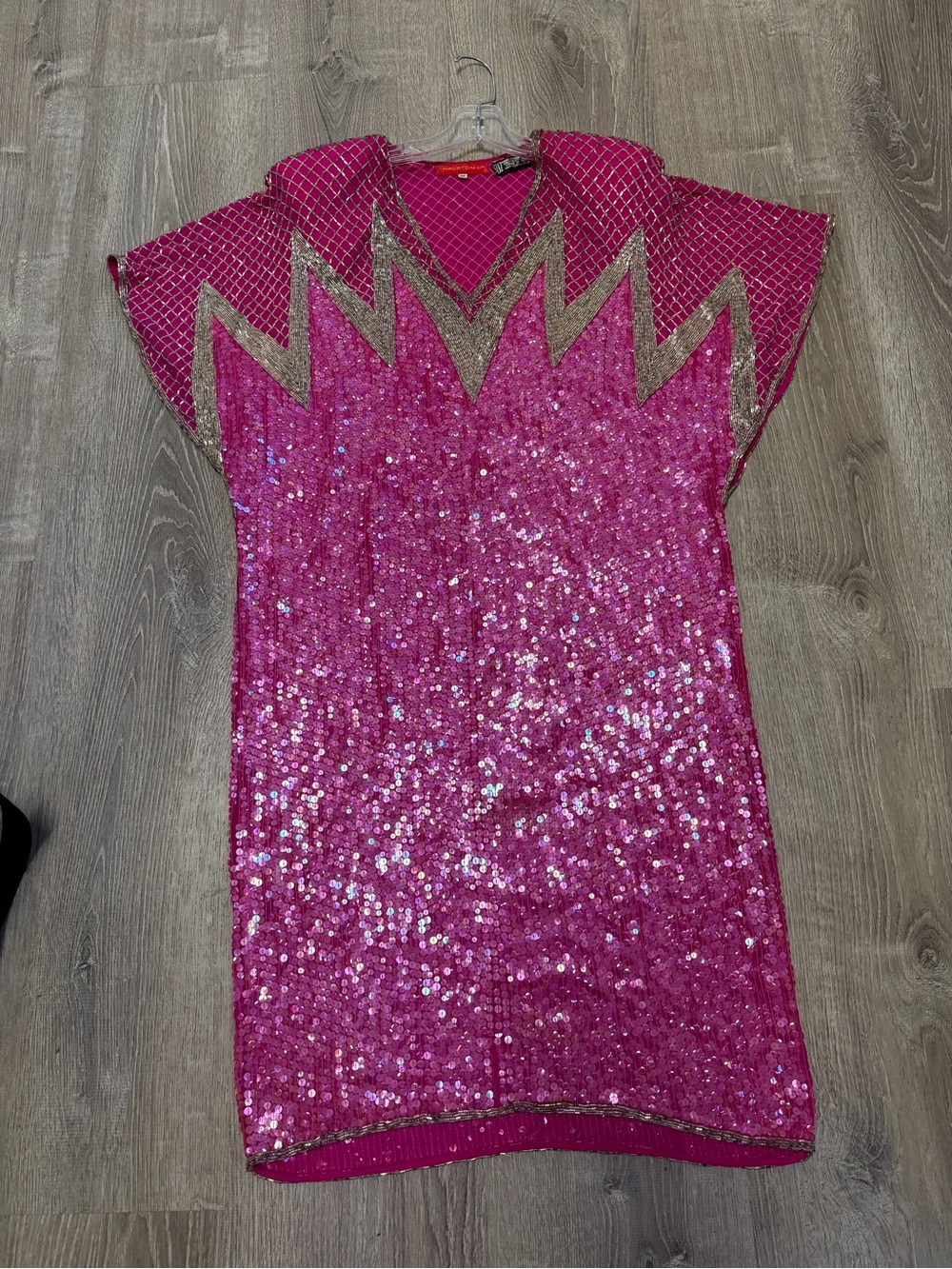 Vintage Halston III Magenta Sequin Tunic Top Sz M | 80s Silk Hand Embroidered